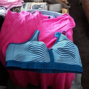 Cute Blue Striped Non-Underwire Bra